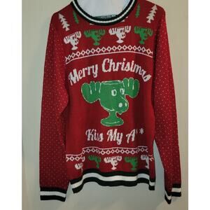 Lampoons Christmas Vacation Sweater Men 2X Merry Christmas Kiss My A** Moose